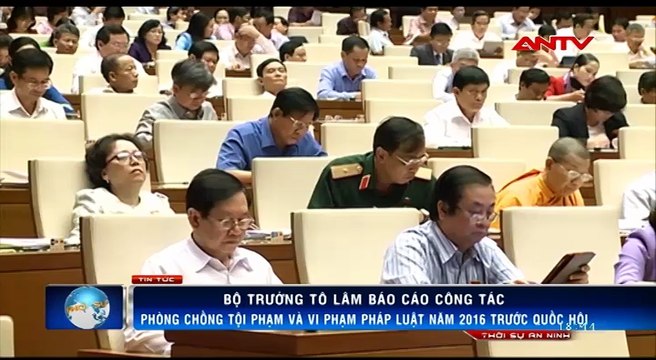 Bộ trưởng Tô Lâm trình bày báo cáo công tác phòng ngừa, chống tội phạm và vi phạm pháp luật năm 2016