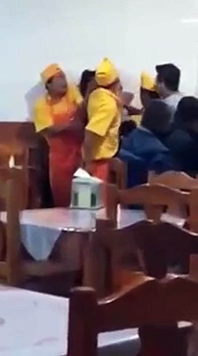 Waiter Punches Female Customer Inside Restaurant