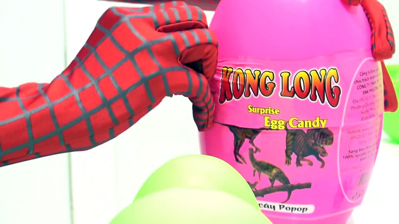 Surprise eggs for Dinosaur toy with spiderman