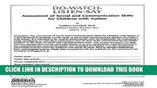 [PDF] The Assessment of Social and Communication Skills for Children with Autism (Set of 10) Full