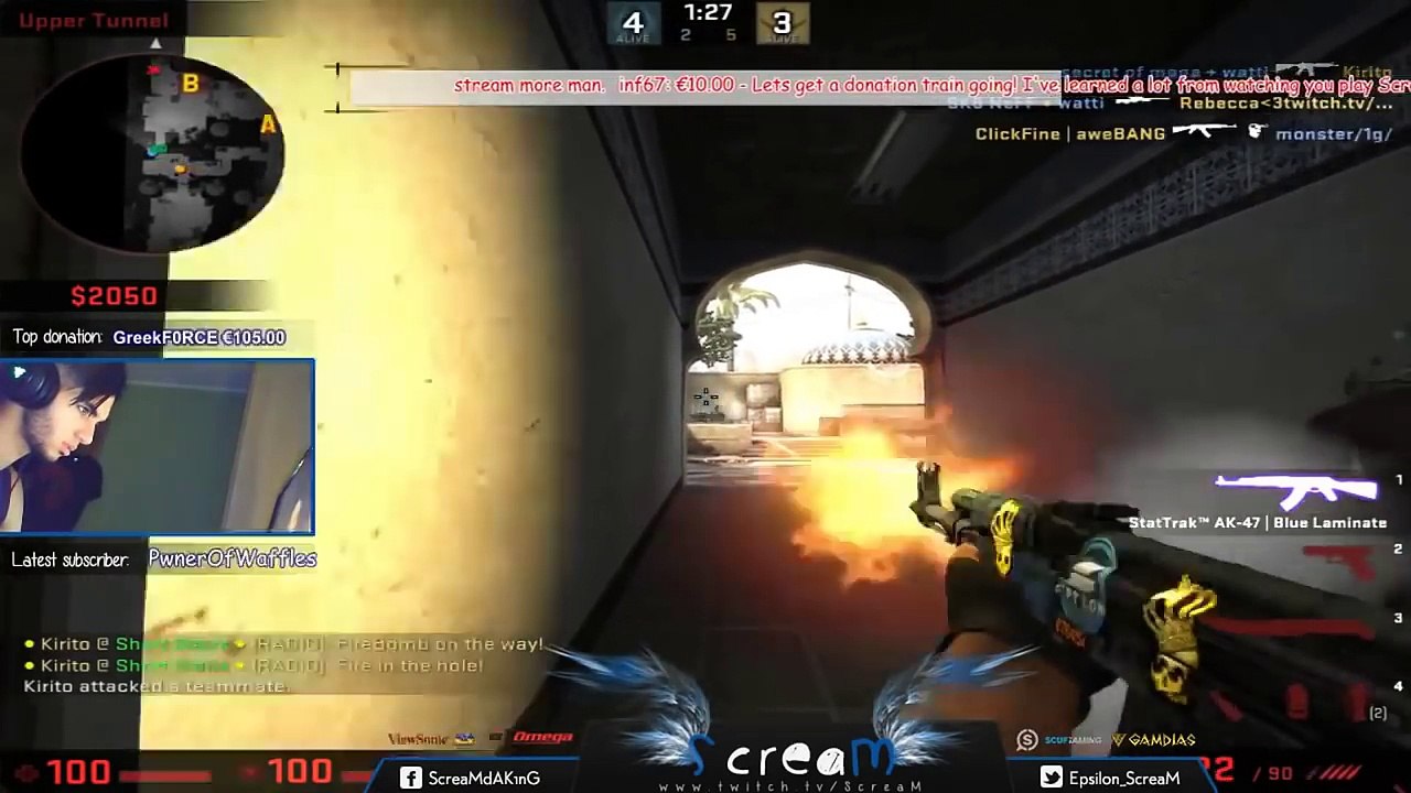 SCREAM VS AIMBOT CHEATER CSGO