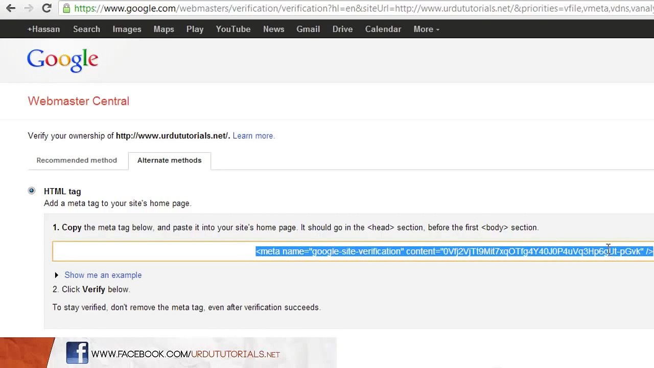 Blogger Verify your Blog with Google Webmaster Tool