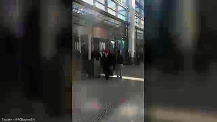 Bayern players arrive at Munich airport for Champions League