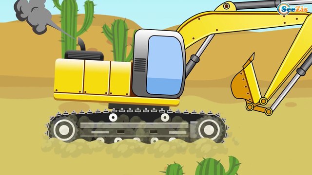 Kids Cartoon - The Excavator - Desert Storm - Trucks Construction Cartoons for kids Episode 49