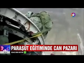 Paraşüt Eğitiminde Can Pazarı Uçağın gövdesine böyle yapıştı kaldı