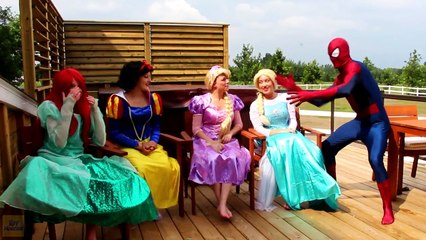 Is Frozen Elsa Ok?! w/ Spiderman Maleficent Pink Spidergirl Joker & Candy! Funny Superhero Video :)