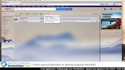 YahooMail : adresses bloquées et spam