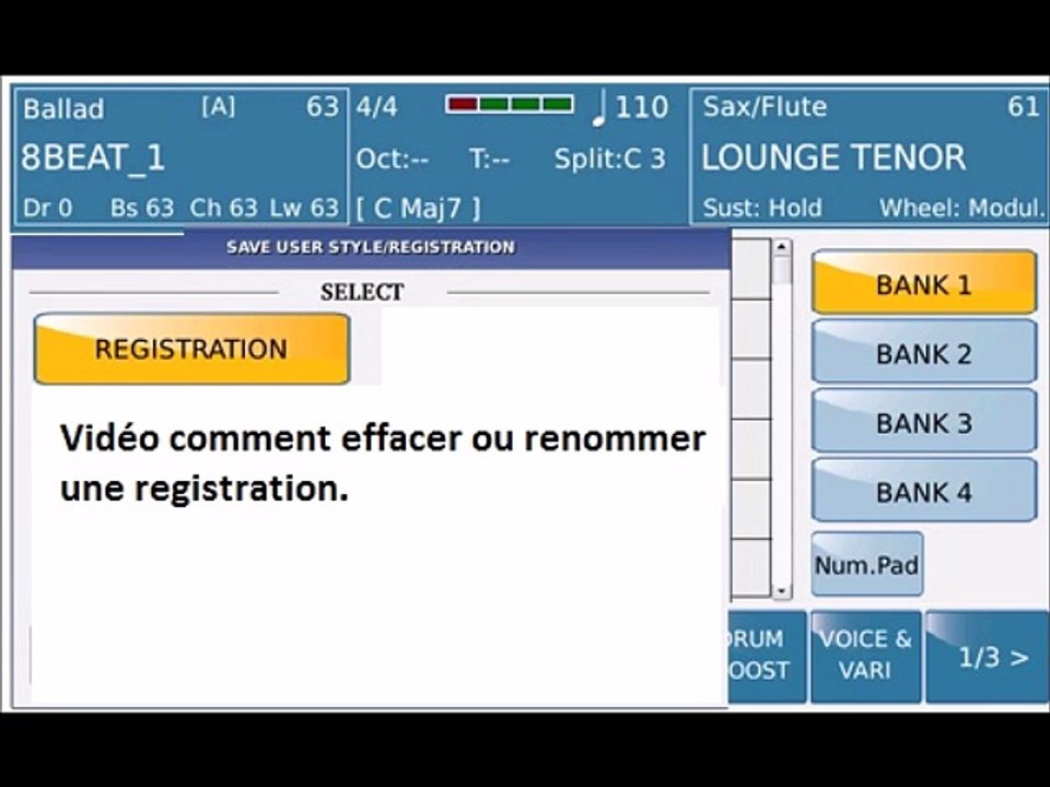 Tutoriel vidéo suprimer ou renommer une registration avec le Ketron SD40