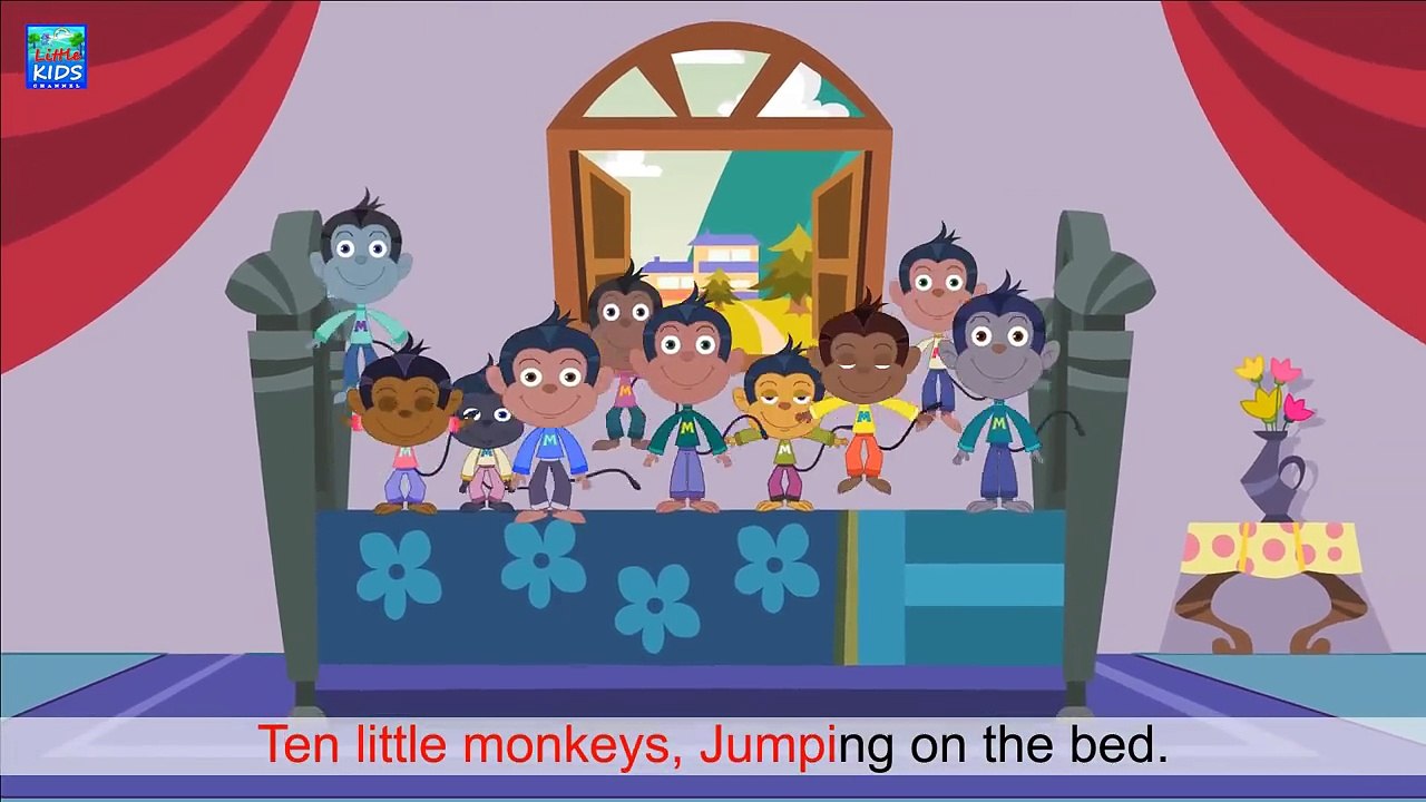 10(Ten) Little Monkeys Jumping On The Bed | Children Nursery Rhyme | Songs