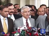 Khawaja Asif media talks outside SC