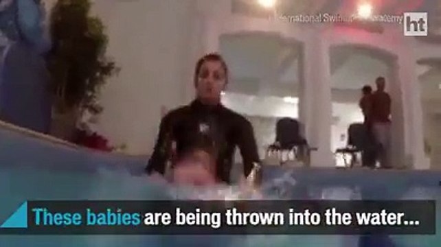 Babies thrown into water to teach them survival skills