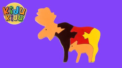 Kids Wooden Puzzles Reindeer and baby