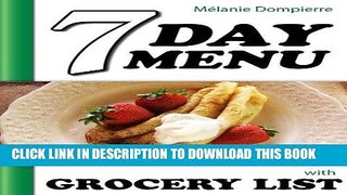 [New] Ebook 7 Day Menu with Grocery List Free Online