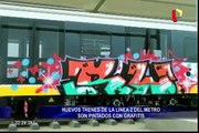 Vándalos pintan con grafitis nuevos trenes de la Línea 2 del Metro de Lima