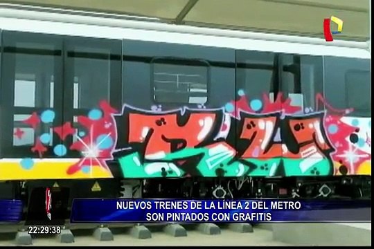 Vándalos pintan con grafitis nuevos trenes de la Línea 2 del Metro de Lima