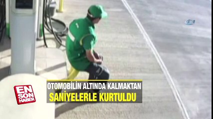 Otomobilin altında kalmaktan saniyelerle kurtuldu