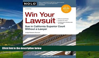 Big Deals  Win Your Lawsuit: Sue in California Superior Court Without a Lawyer (Win Your Lawsuit: