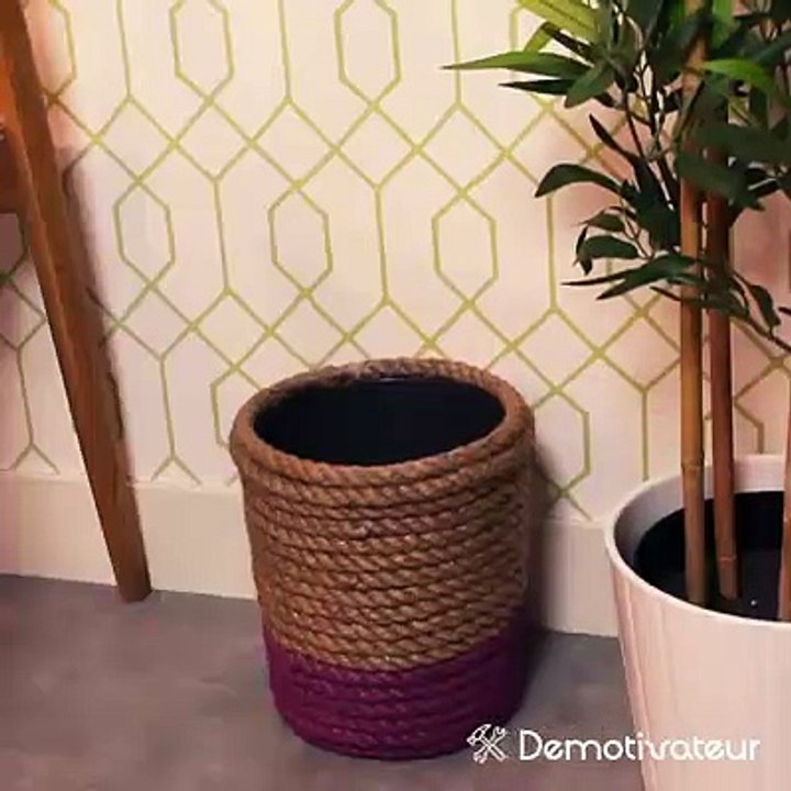 COMMENT RÉALISER UNE CORBEILLE À PAPIER EN CORDE..