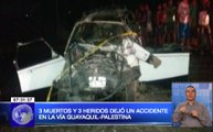 Tres muertes y tres heridos dejó un accidente en la vía Guayaquil-Palestina