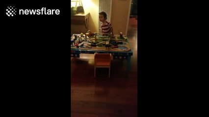 Father pranks son by pretending to have eaten all his Halloween candy