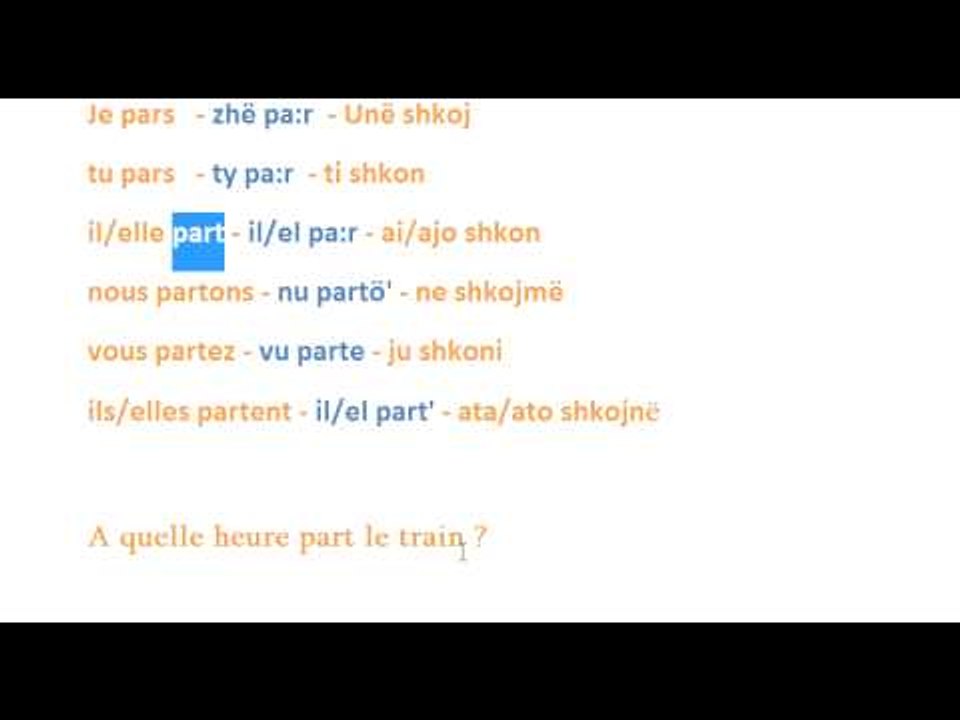 Folja SHKOJ në Frëngjisht - Le verbe PARTIR en Francais - Mesimi 16