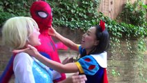 Frozen Elsa pranks Joker Joker baby w Spiderman Evil Snow white Pink spidergirl
