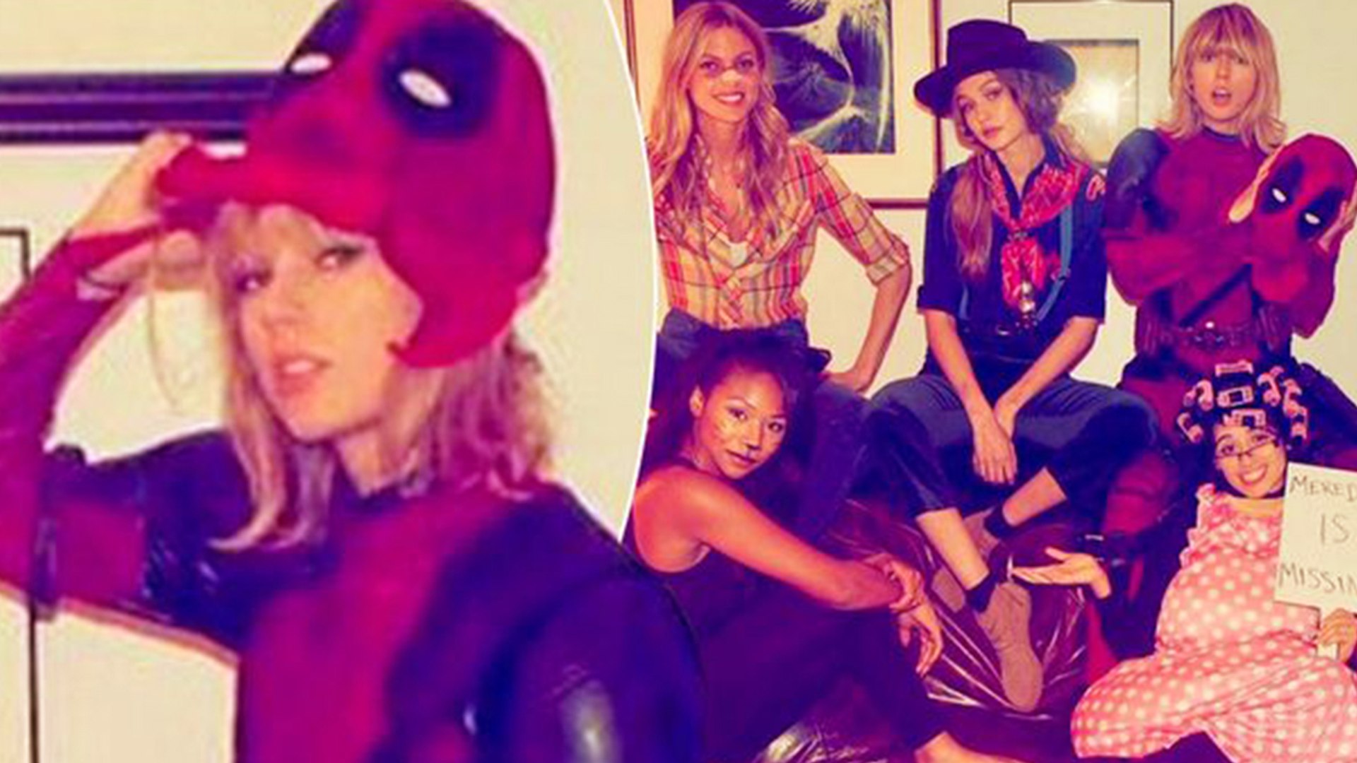 Taylor Swift Nails Halloween inn Deadpool Costume