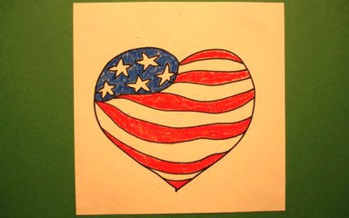Let's Draw an American Flag Heart!