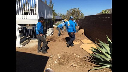 Flagstone walkway installation in SB Evolution Landscape
