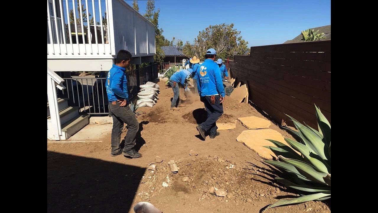 Flagstone walkway installation in SB Evolution Landscape