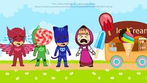 Masha And The Bear with PJ Masks Catboy Owlette Gekko cry when eat Ice cream #Lollipop-Balloon - YouTube