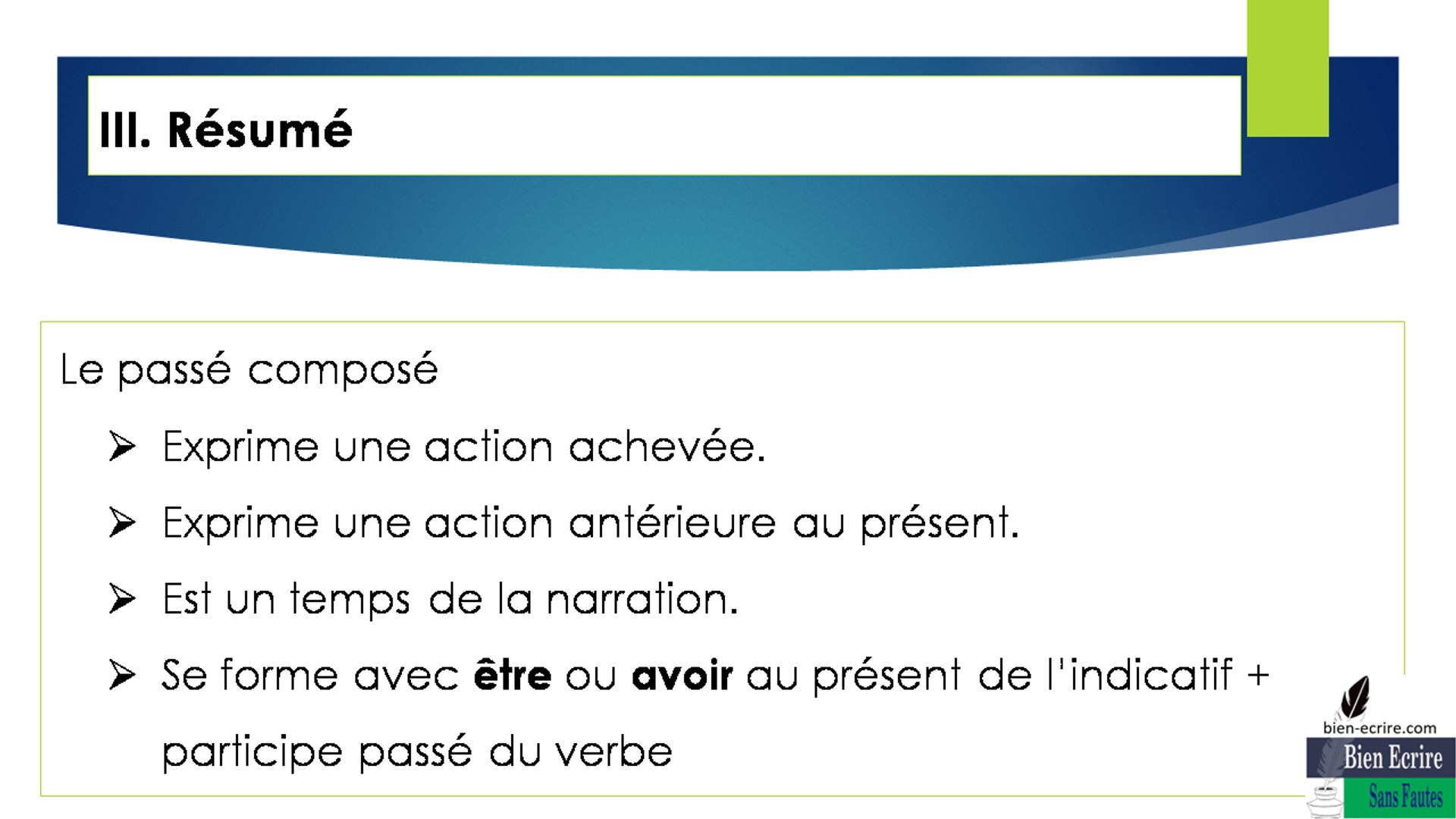 Verbe Avoir Au Passé Composé De L indicatif Le passé composé, formation et valeur - Vidéo Dailymotion
