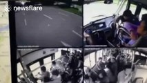 Man gets angry after failing to tempt bus driver to run him over