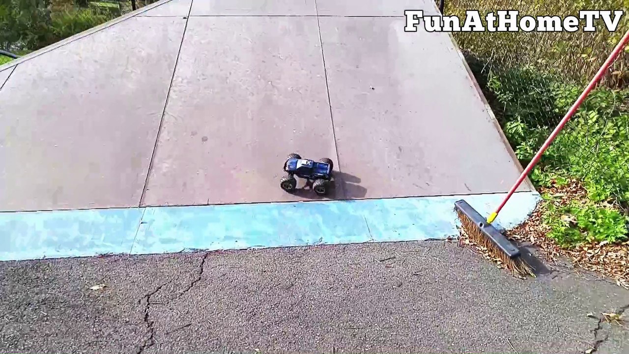 GIANT RC MONSTER TRUCK Remote Control Racing Cars at Skate Park FunAtHomeTV