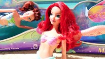 The Little MERMAID!!! Ariel and Her Little Mermaids Sisters Swimming Barbie Dolls DisneyCarToys