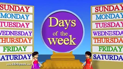 Days of the Week 3D Animation English Nursery rhyme for children