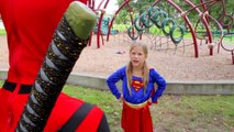Little Heroes Kid Deadpool Vs Supergirl Real Life Superhero Battle | Nerf Fight Super Hero Kids