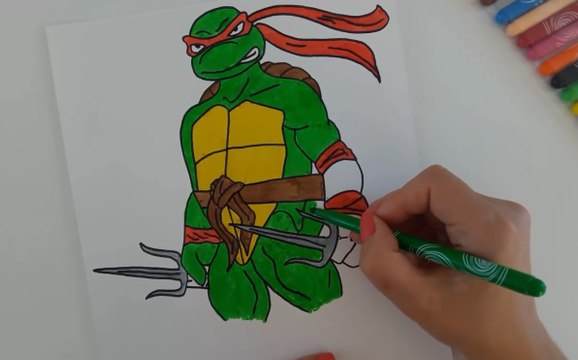 Drawing & Coloring Ninja Turtles Raphael [Kids Draw Art]