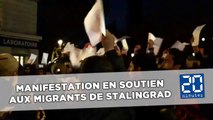 Manifestation en soutien aux migrants du camp de Stalingrad/Jaurès à Paris