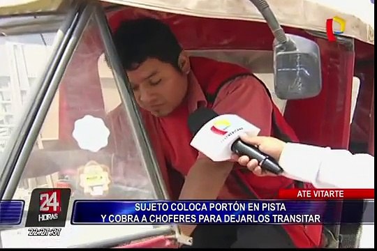 Ate: sujeto coloca portón en plena calle y cobra ‘peaje’ a choferes