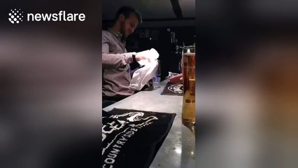 Flaming sambuca goes a bit wrong