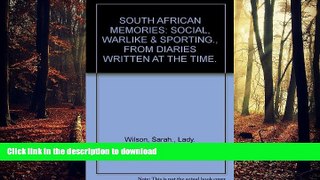 FAVORIT BOOK South African memories;: Social, warlike   sporting, from diaries written at the