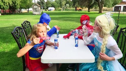 Frozen Elsa & Spiderman Fly In Magic Bubble! BAD BABY Supergirl Batman Spidergirl Funny Superhero