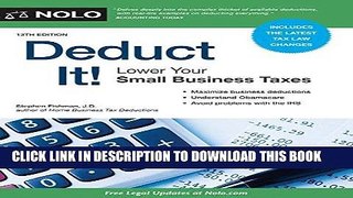 [FREE] EBOOK Deduct It!: Lower Your Small Business Taxes ONLINE COLLECTION