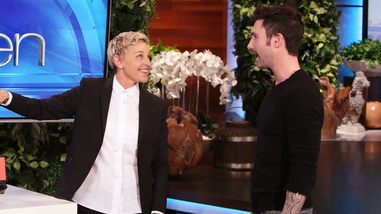 Adam Levine and Ellen DeGeneres Scare Her Audience in the Bathroom
