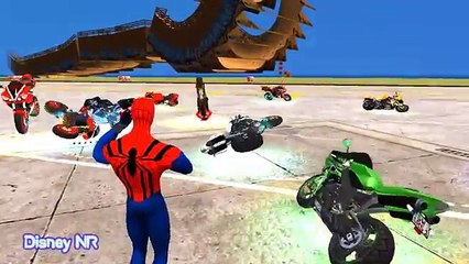 ЧЕЛОВЕК ПАУК и Мотоциклы Детские Мультики Забавные Веселые Песенки