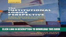 Best Seller The Institutional Logics Perspective: A New Approach to Culture, Structure and Process