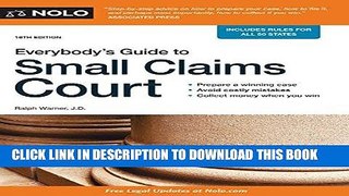 [FREE] EBOOK Everybody s Guide to Small Claims Court (Everybody s Guide to Small Claims Court.