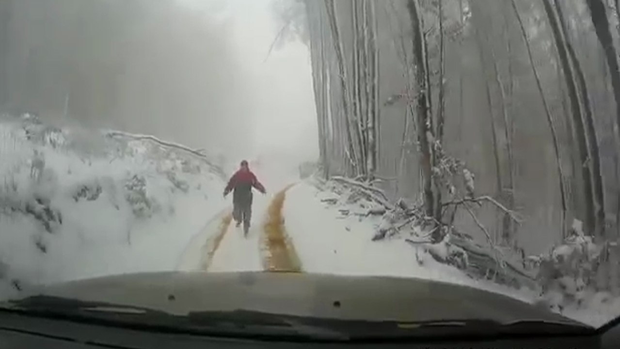 Il oublie le frein à main de sa voiture pendant une pause pipi