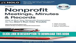Read Now Nonprofit Meetings, Minutes   Records: How to Run Your Nonprofit Corporation So You Don t